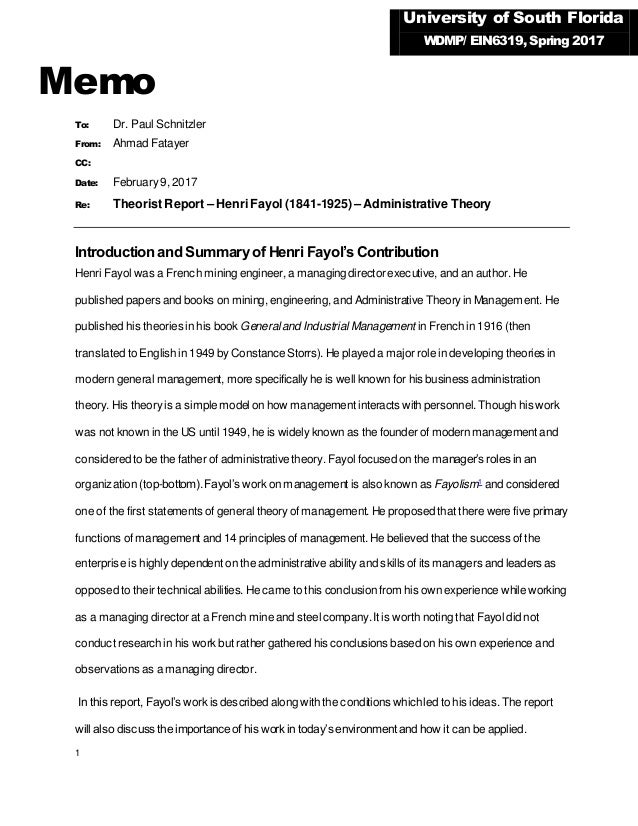 Реферат: Logistics Essay Research Paper Henri Fayol